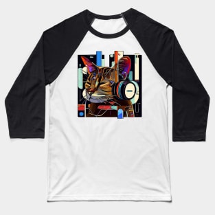 Music cute cat | Black, blue, and red Baseball T-Shirt